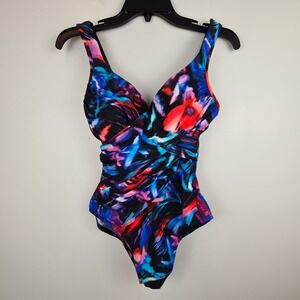 Miraclesuit Fuego Flora Revele One Piece Swimsuit Tummy Control Multicolor Sz 8